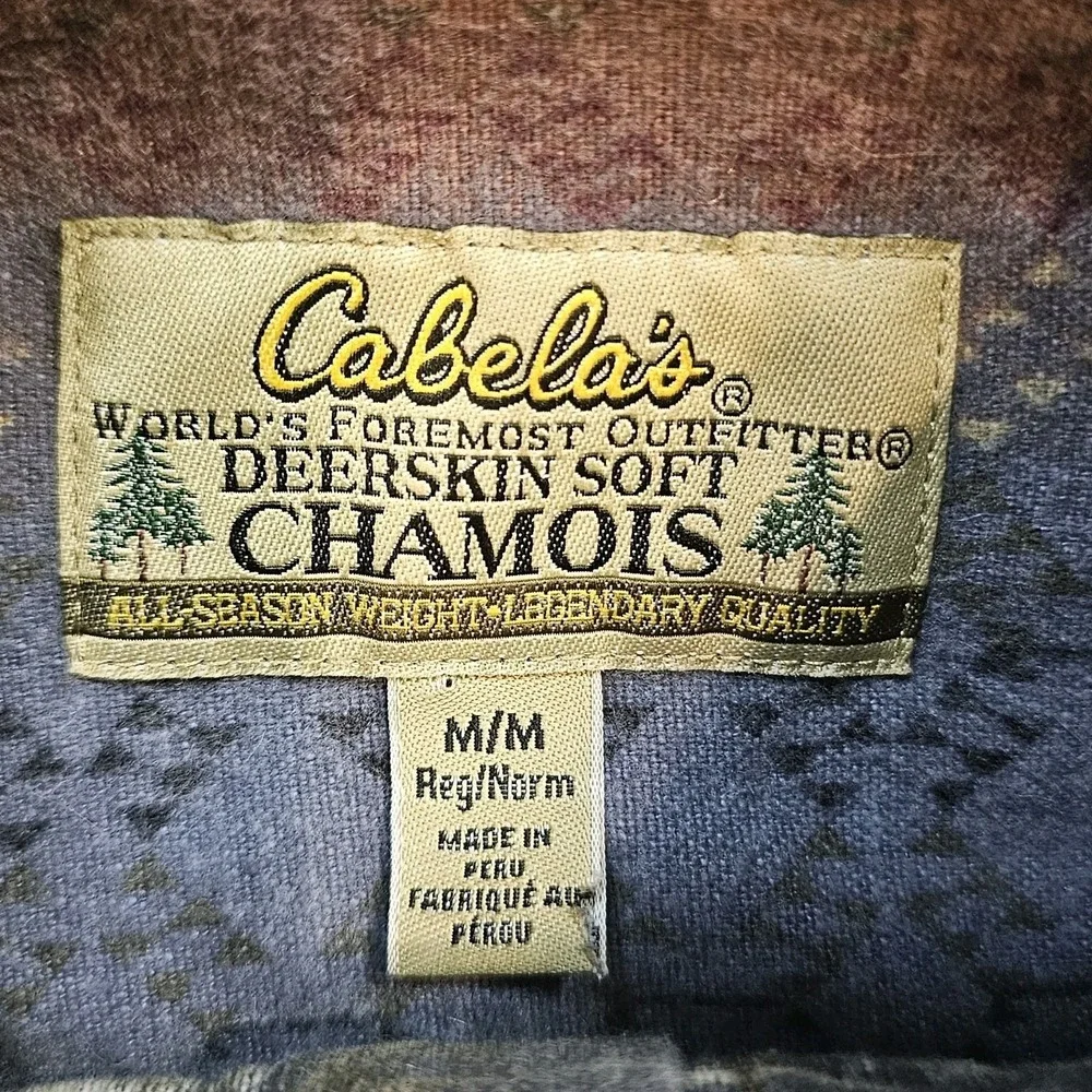 Cabela's Deerskin‎ Soft Chamois Button Down Long Sleeve Shirt Pocket Mens Vntg M